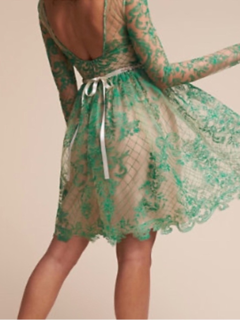 Monique Lhuillier for BHLDN/Anthropologie “Holly” green lace dress, size 6 NWT - Picture 4 of 12